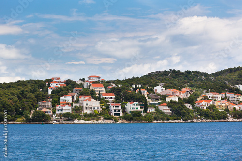 Fototapeta Naklejka Na Ścianę i Meble -  Ciovo island, Trogir area, Croatia view from the sea