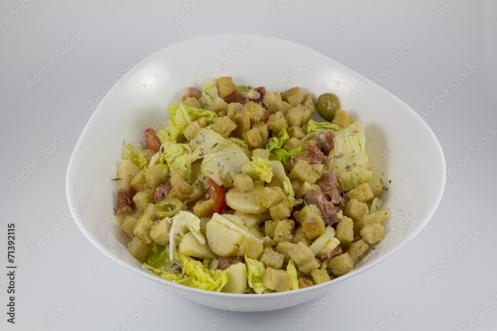 Salad bowl on white background