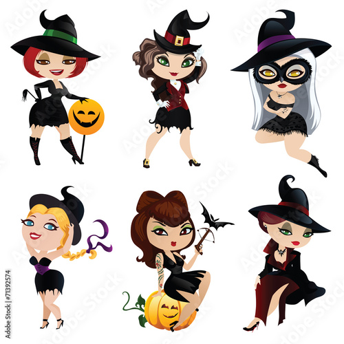 Set of 6 charming witches