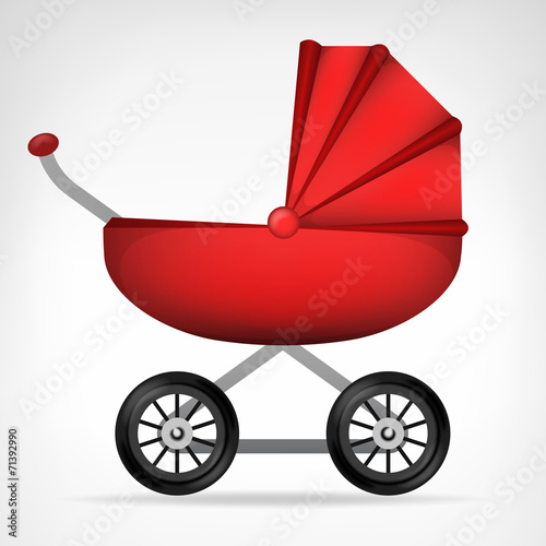 girly red stroller object isolated vector