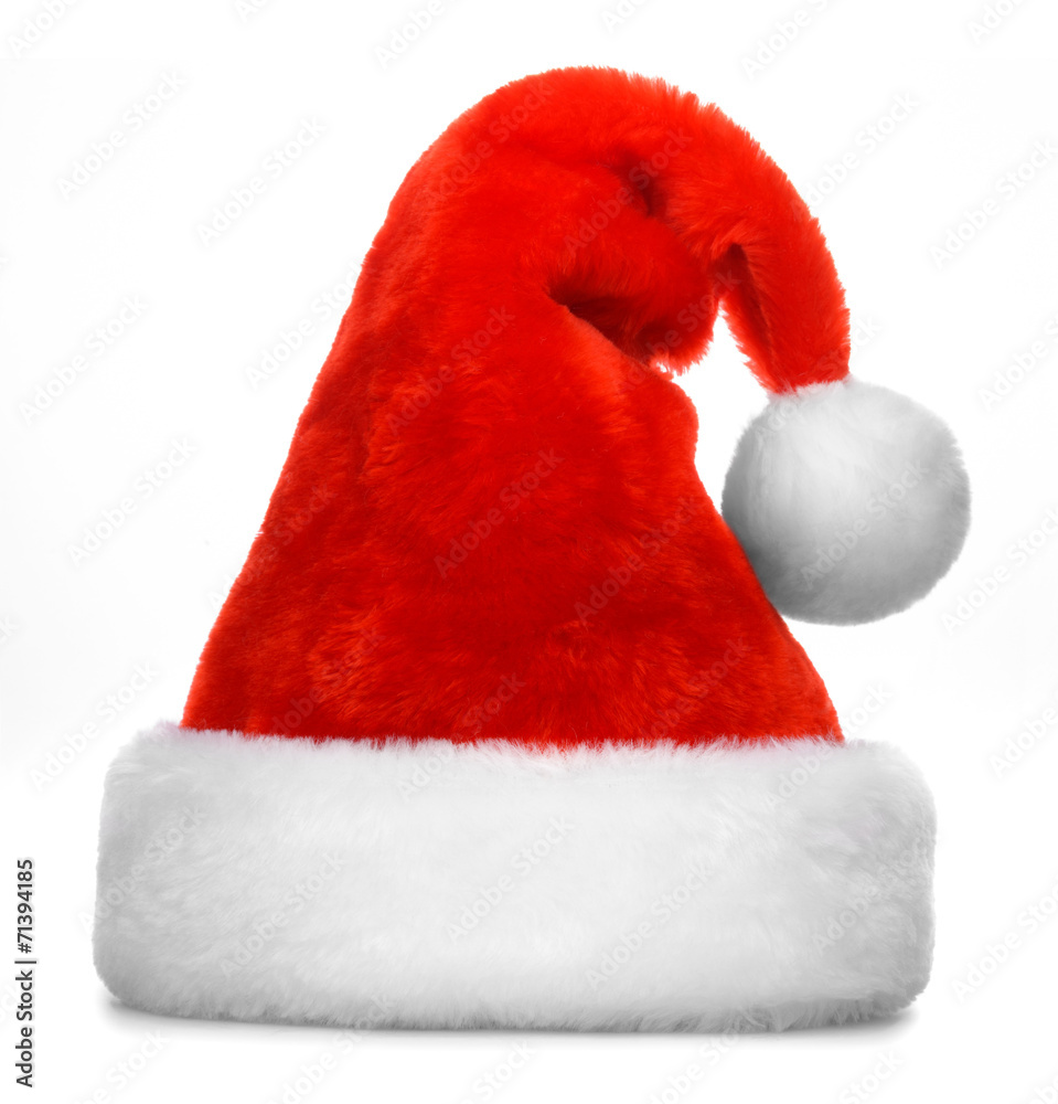 Single Santa Claus red hat isolated on white background Single Santa Claus red hat isolated on white background