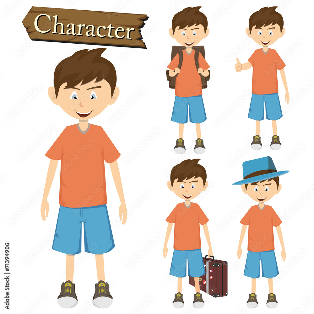 Boy character set vector illustration