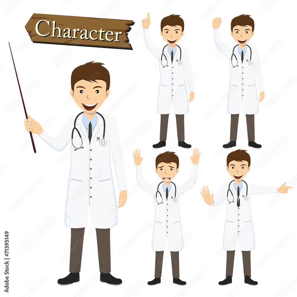 Doctor character set vector illustration