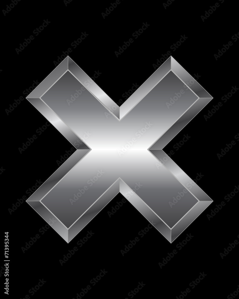 rectangular beveled metal font - multiplication sign rectangular beveled metal font - multiplication sign