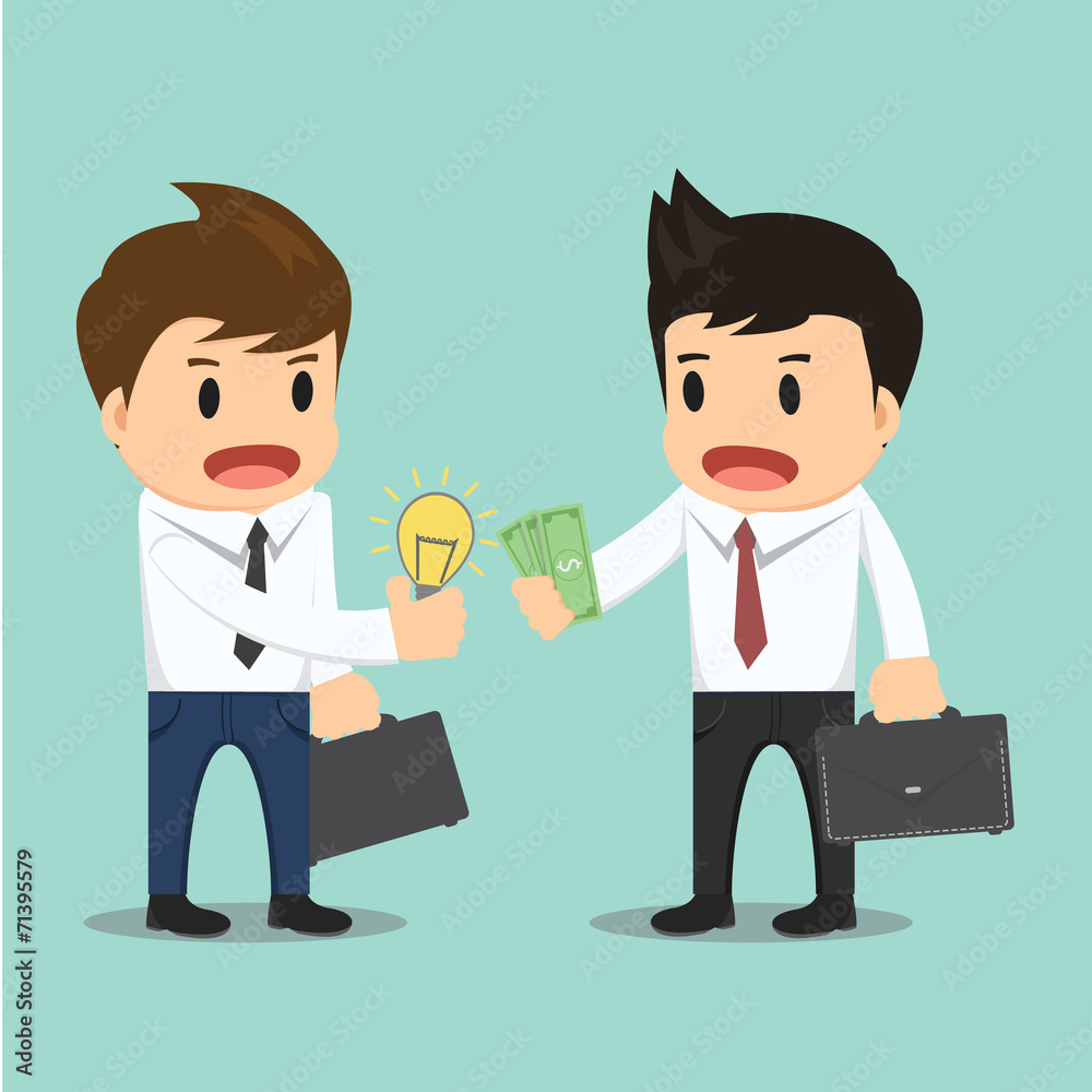Businessman change bulb idea and money vector illustration Businessman change bulb idea and money vector illustration