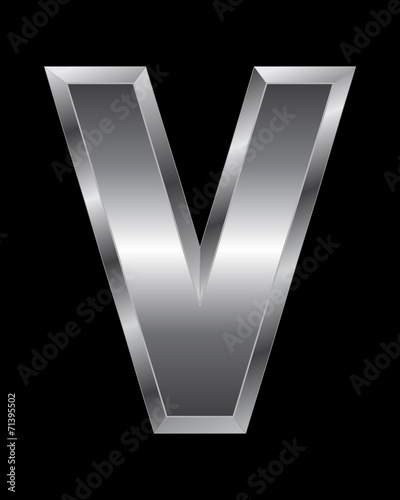 rectangular beveled metal font - letter V