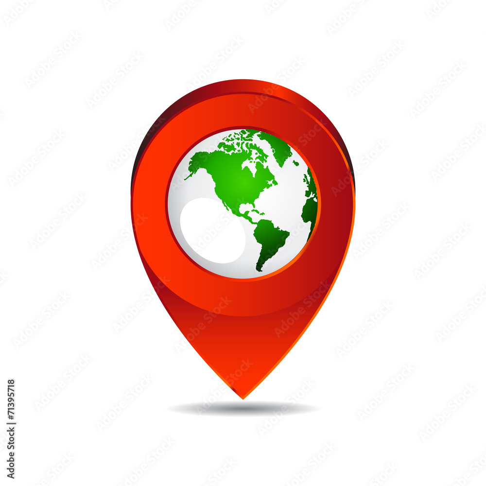 Map pin pointer icon earth North America vector Map pin pointer icon earth North America vector