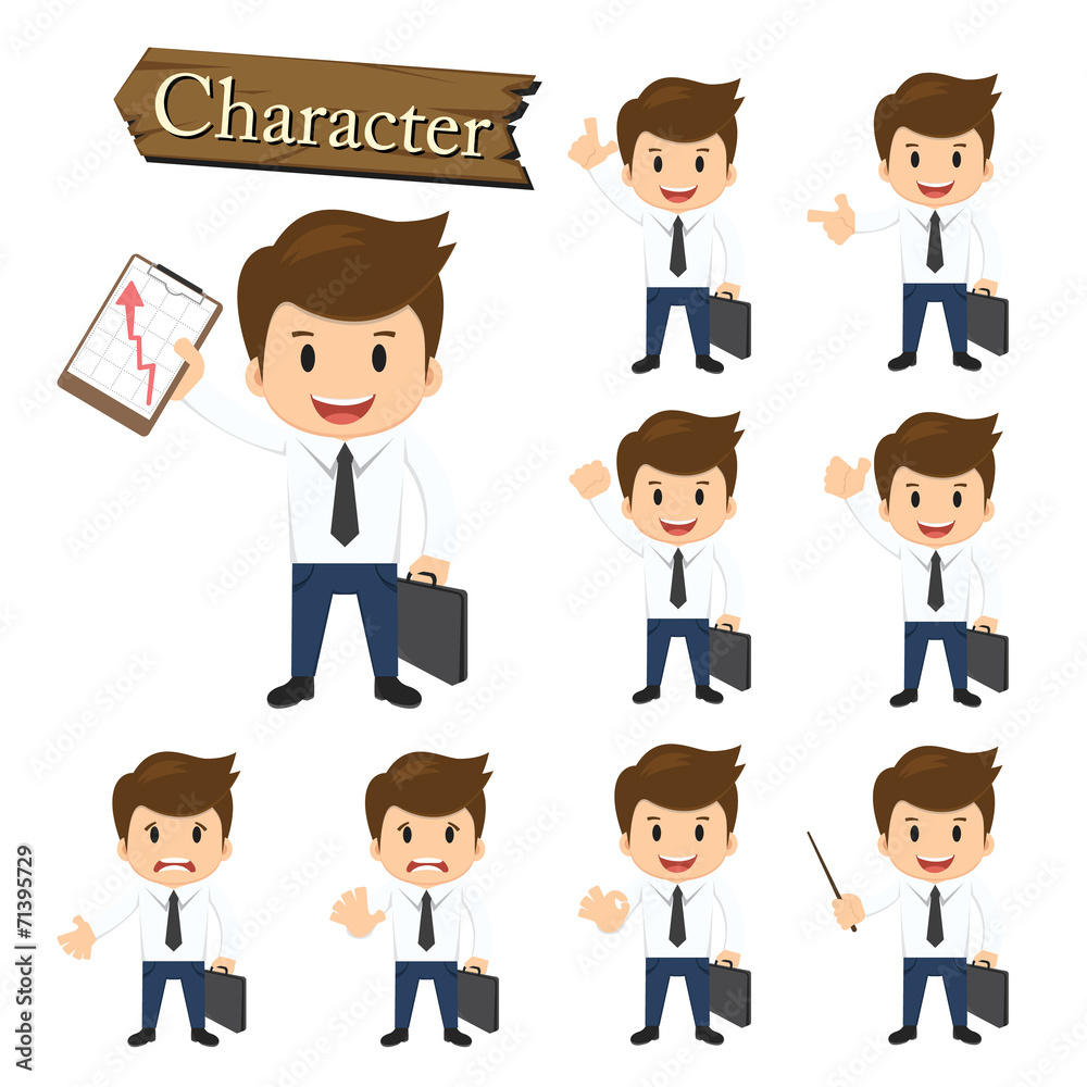 Businessman character set vector illustration