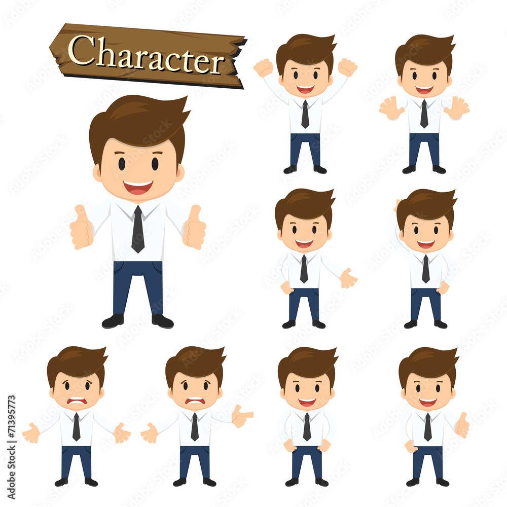 Businessman character set vector illustration