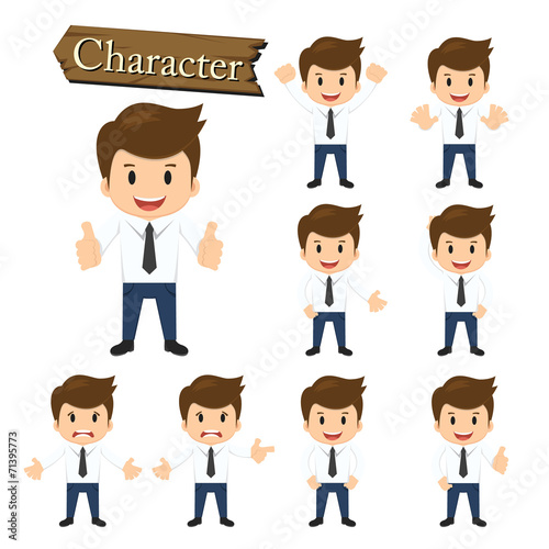 Businessman character set vector illustration