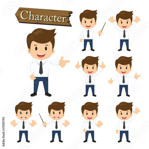Businessman character set vector illustration