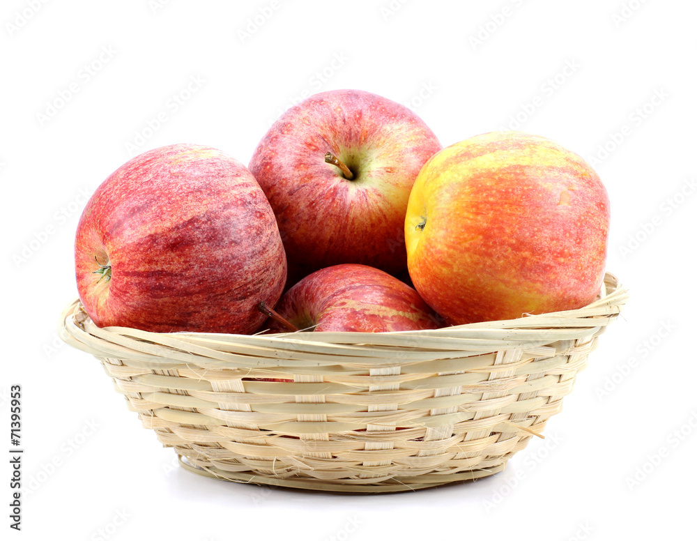 bowl with apples isolated on white