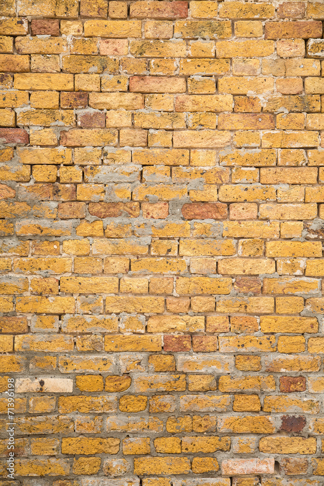 Obraz premium Old Yellow Brick and Mortar Wall