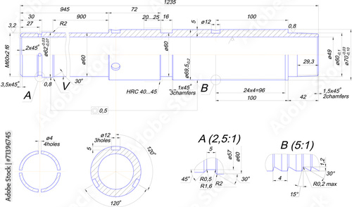Engineering drawing of industrial equipment