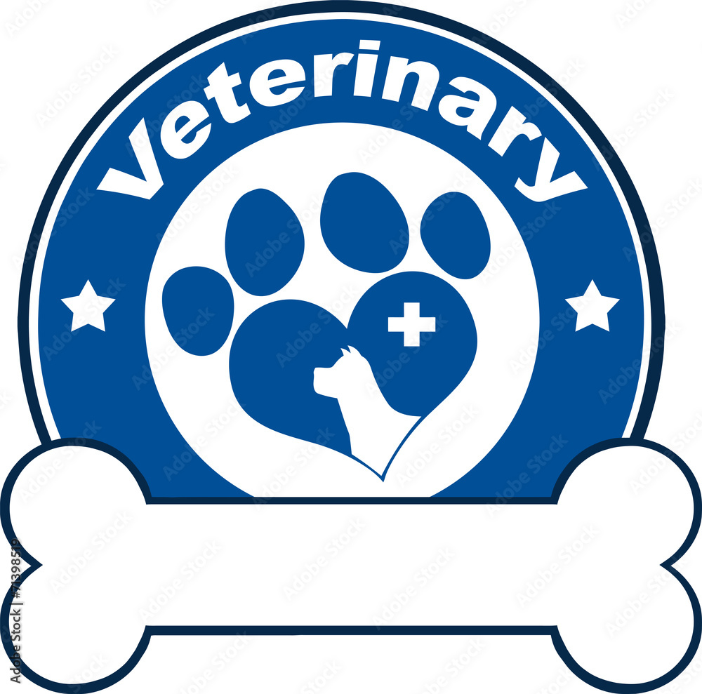 Veterinary Blue Circle Label With Love Paw Dog Veterinary Blue Circle Label With Love Paw Dog