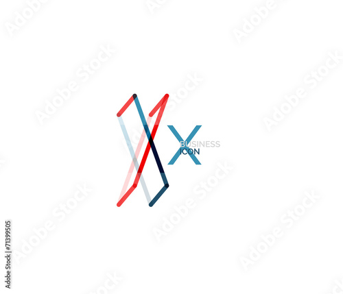 Minimal X font or letter logo design