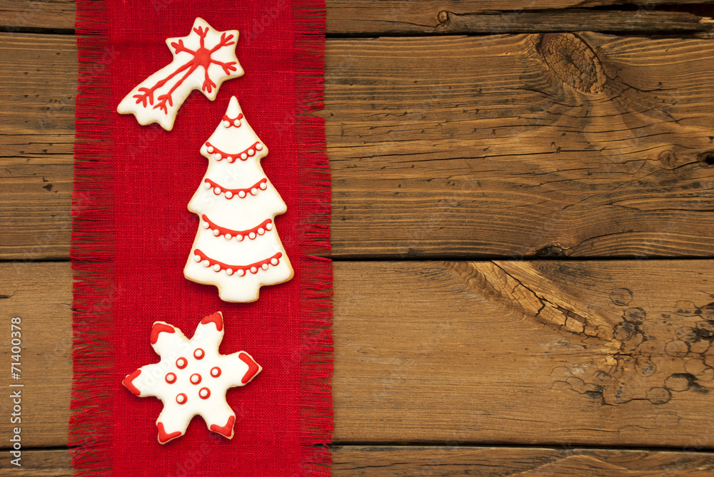 Christmas Cookies on Red Drapery Christmas Cookies on Red Drapery