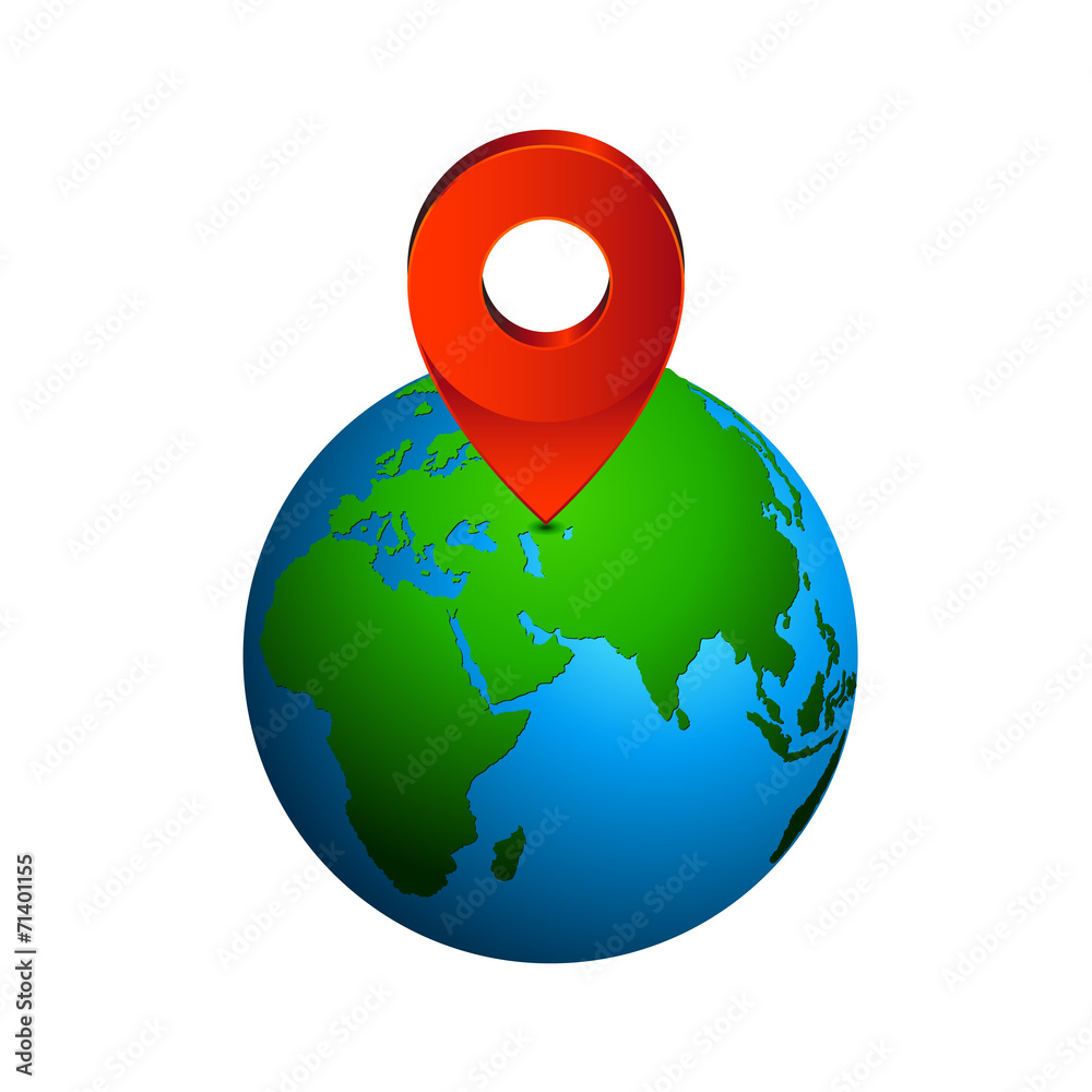 Map pin pointer icon on earth Europe zone Map pin pointer icon on earth Europe zone