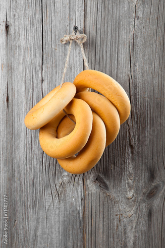 Russian or Ukrainian donut (Bublik) on wooden background photo