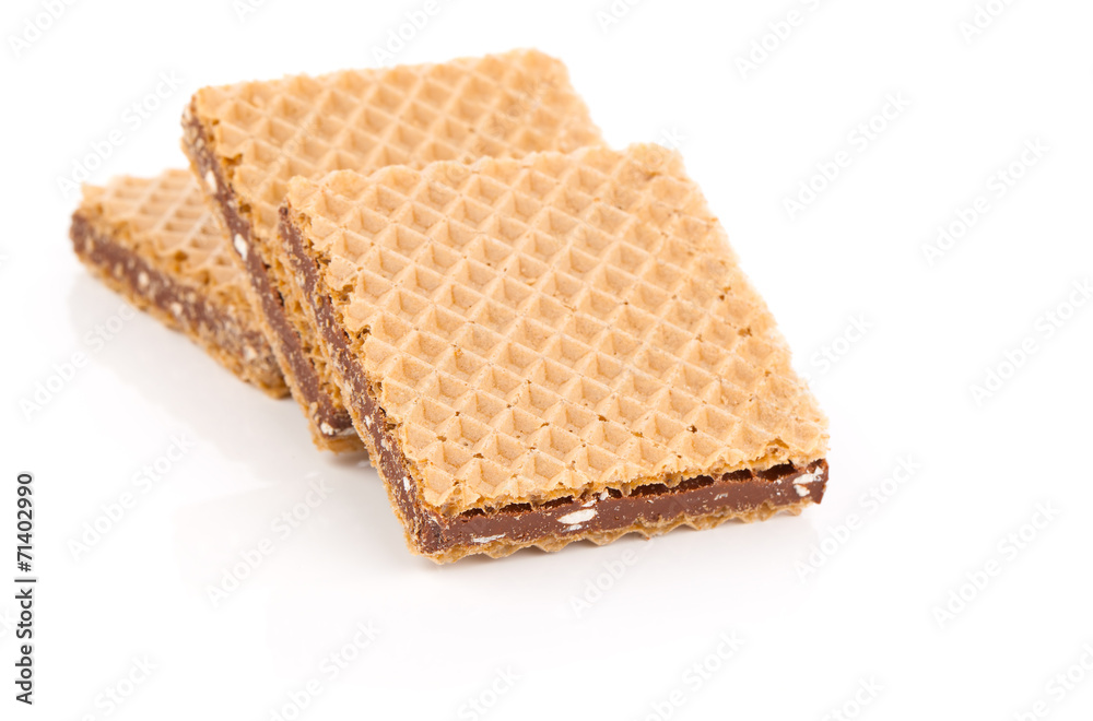 Wafers with chocolate on a white background Wafers with chocolate on a white background