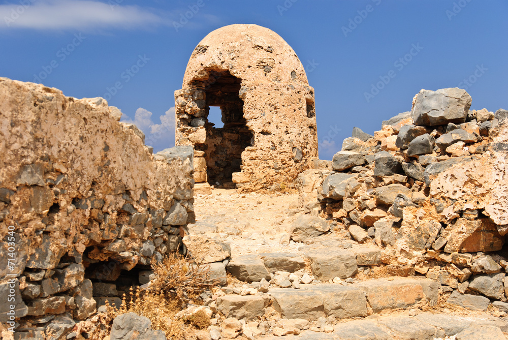 Ruined bunkers at Gramvousa fortress