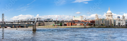 Millenium bridge and St Paul cathedral panorama in London #71403508