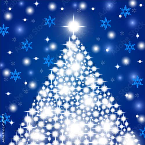 Christmas background with shiny christmas tree