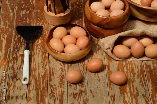 Eggs on the table photo