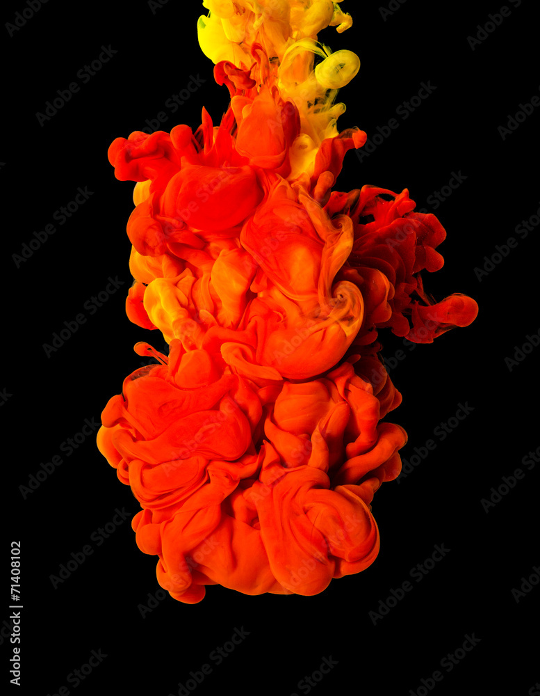 Colored ink isolated on black background Colored ink isolated on black background