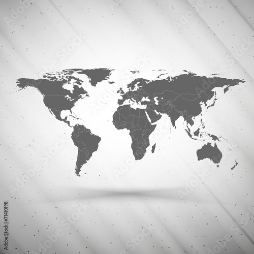 Fototapeta Naklejka Na Ścianę i Meble -  world map on gray background, grunge texture vector illustration