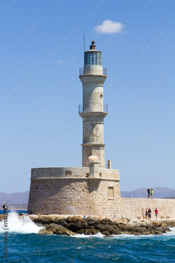 lighthouse in the harbor of Chania, Crete