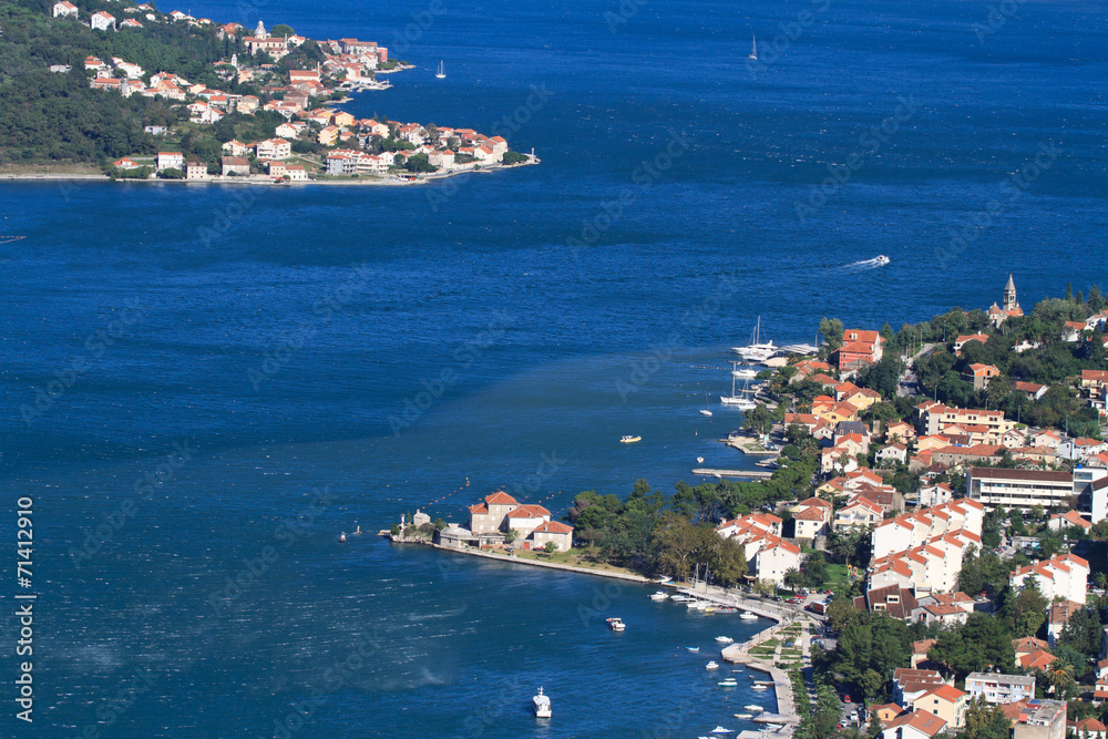 The most beautiful top view of of the town and bay, Montenegro