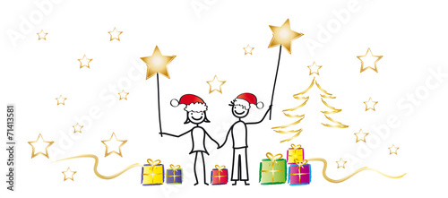 Frohe Weihnachten - viele bunte Geschenke liegen unter dem Tannenbaum. xmas, x-mas