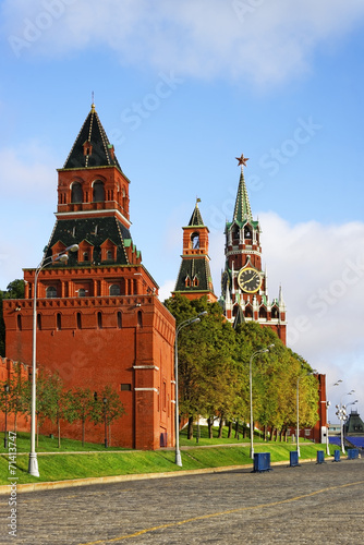 Three towers of Moscow Kremlin and Red Square