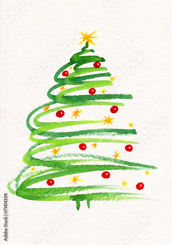 Handgemalter geschmückter Weihnachtsbaum