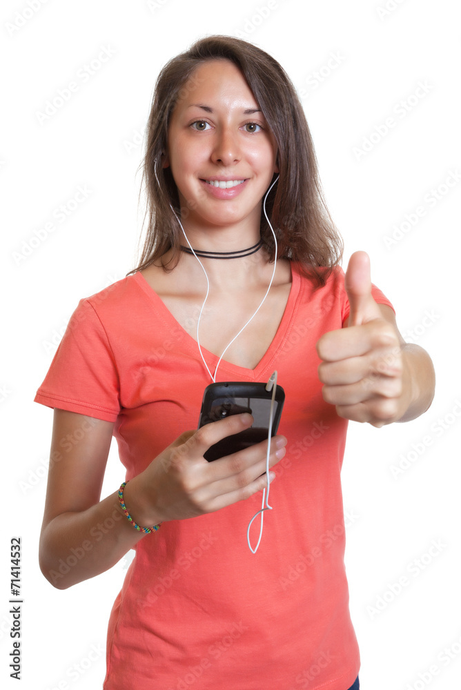 Junge Frau hört ihr Lieblingslied auf dem Handy Junge Frau hört ihr Lieblingslied auf dem Handy