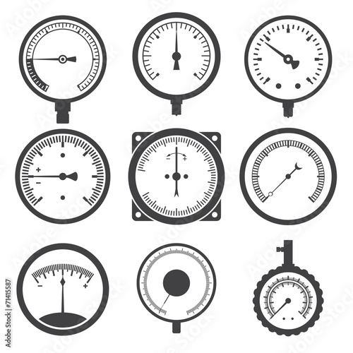 Manometer (pressure gauge) and vacuum gauge icons photo