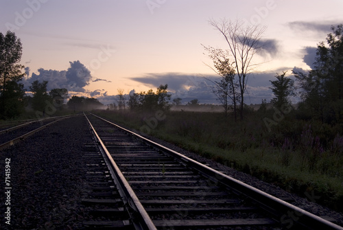 Railroad Tracks with Sunset