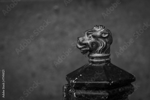 Boot Scraper with Lion Head in Black and White