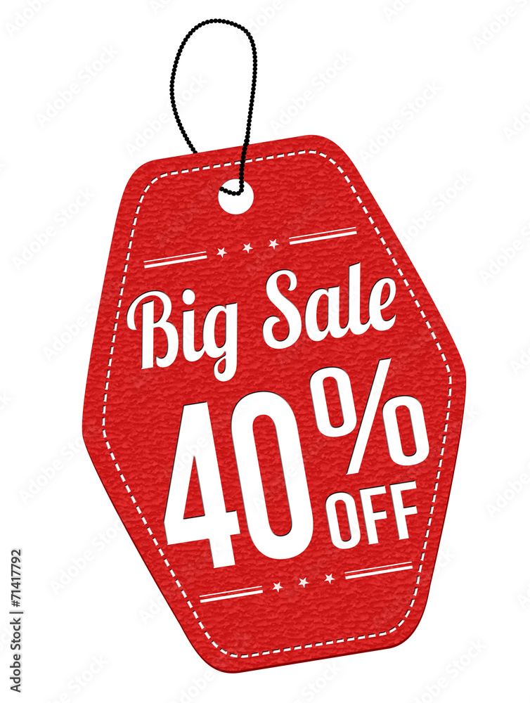 Big sale 40% off red leather label or price tag