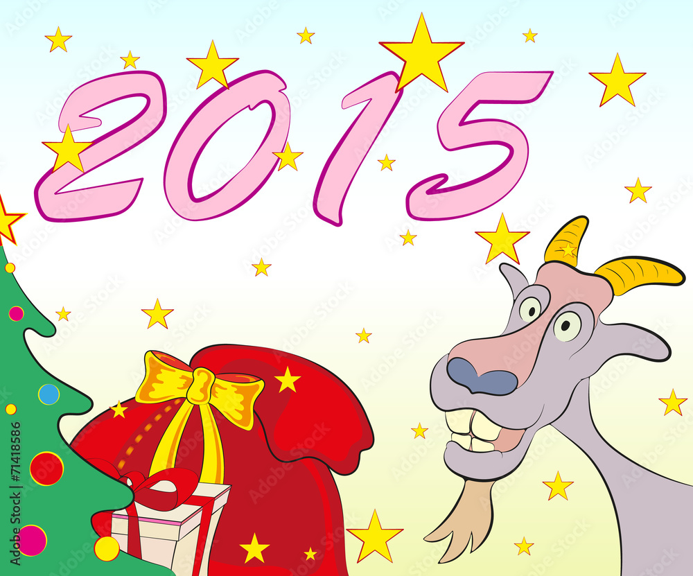 Christmas greeting cards,  symbol of New Year 2015.
