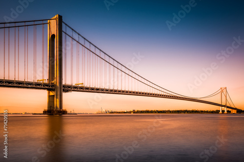 Verrazano-Narrows Bridge at sunset as viewed from Long Island photo
