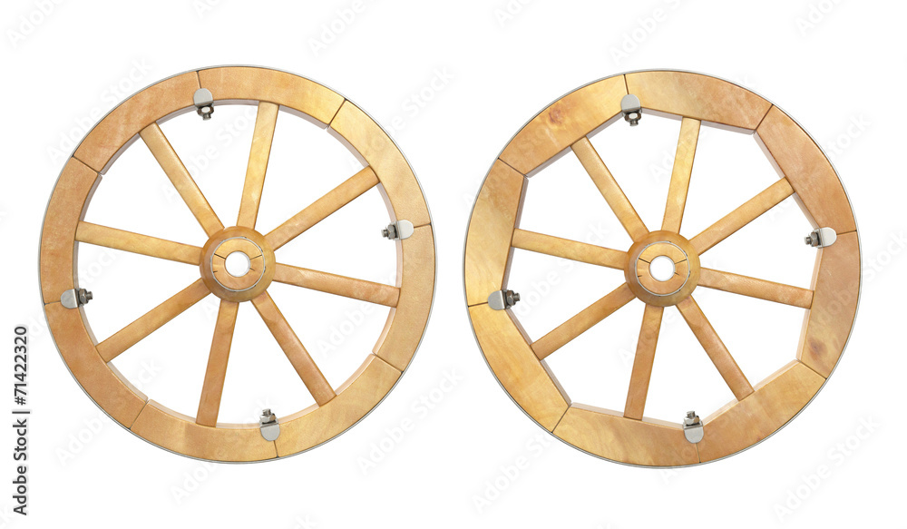 Wooden wheel. 3D isolated