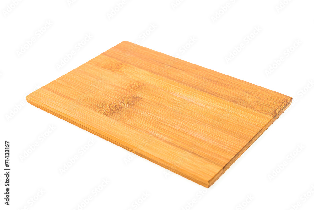 Wooden cutting board isolated on white background