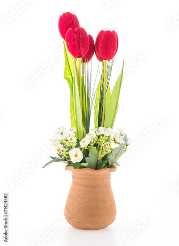 Vase flower isolated on white background