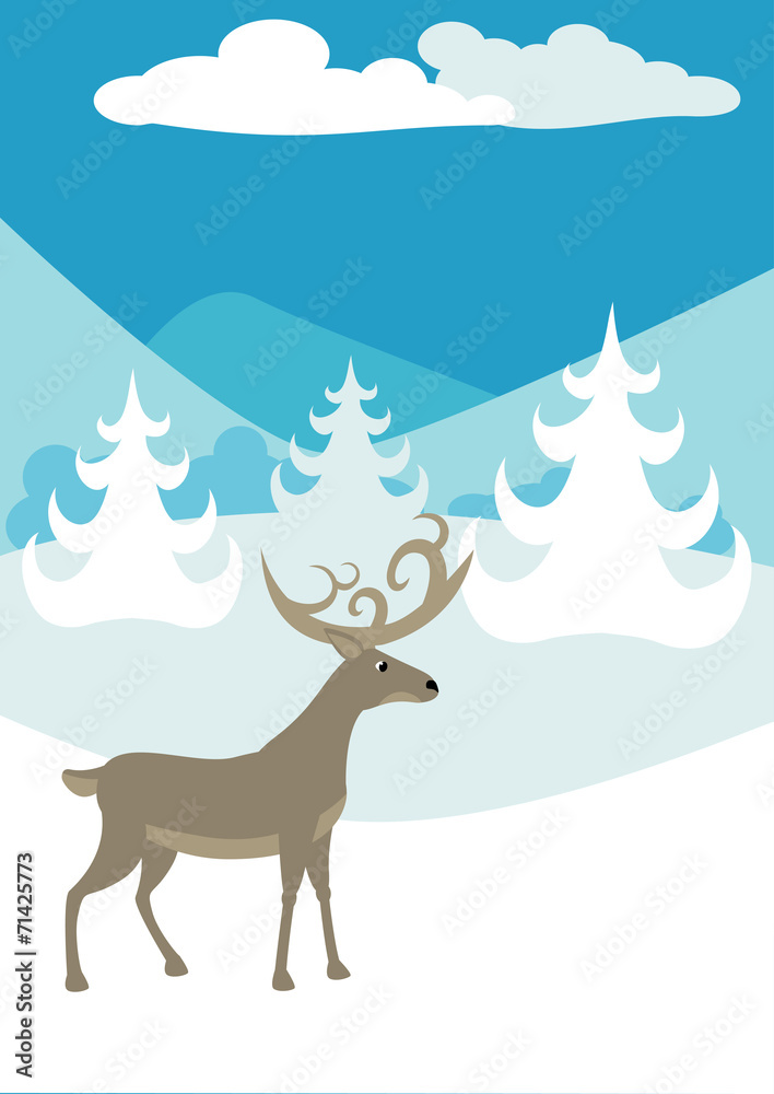 winter landscape with deer winter landscape with deer