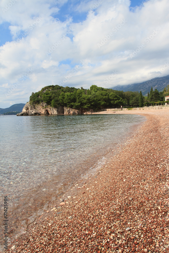Luxurious pebble beach in the summer, Montenegro