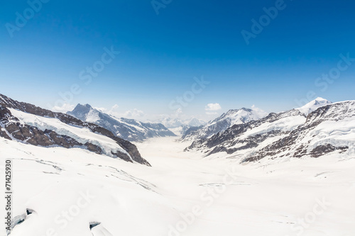 Aletsch Glacier in the Jungfraujoch, Swiss Alps, Switzerland