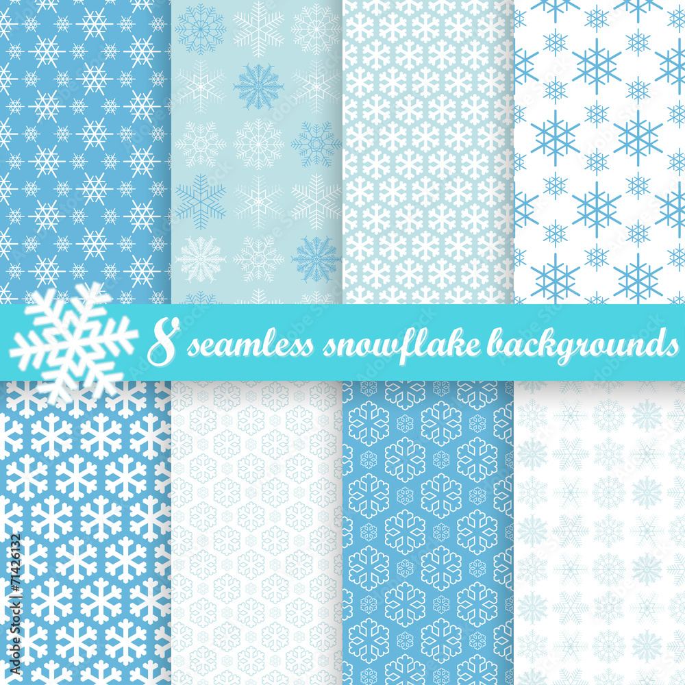 Fototapeta collection of seamless snowflake backgrounds