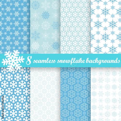 collection of seamless snowflake backgrounds